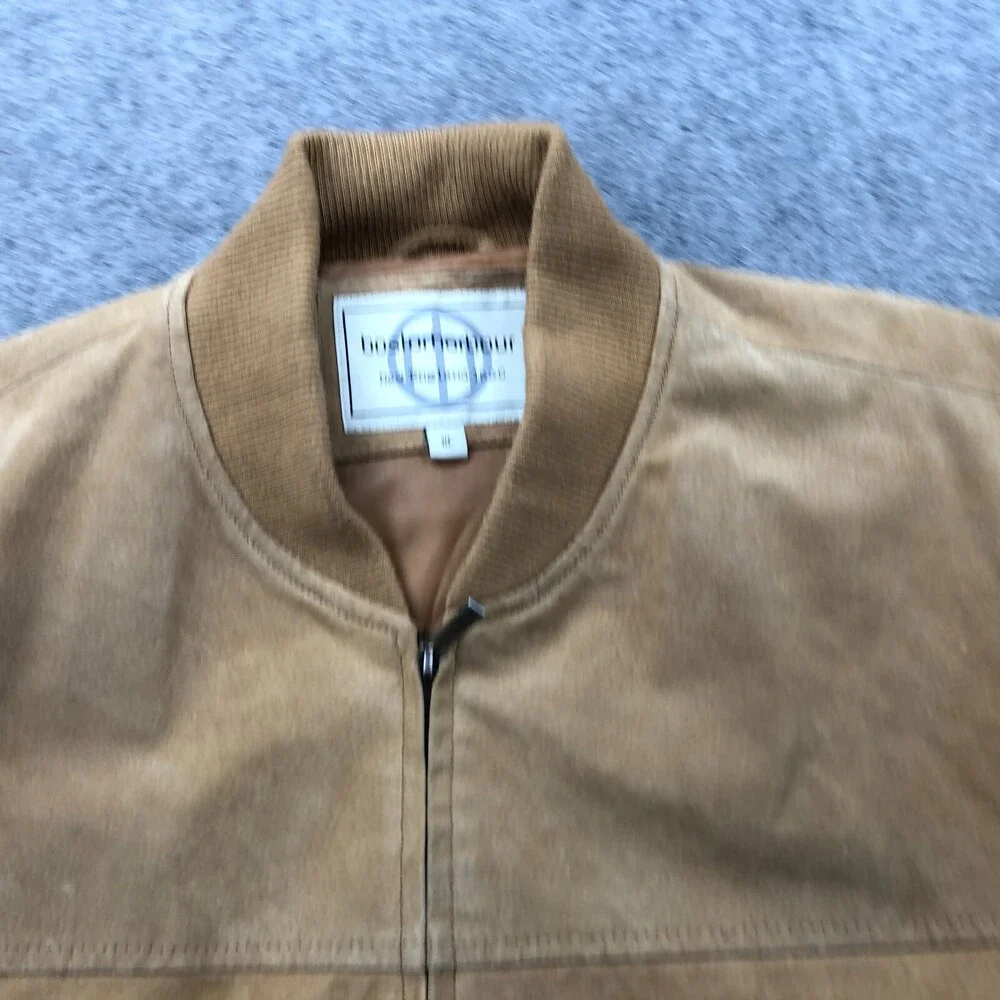 Boston Harbor Jacket Mens XL Beige Leather Bomber Zip Lined - Picture 7 of 15